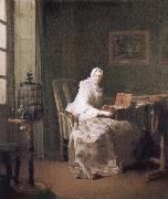 Jean Baptiste Simeon Chardin Birdie and woman oil painting artist